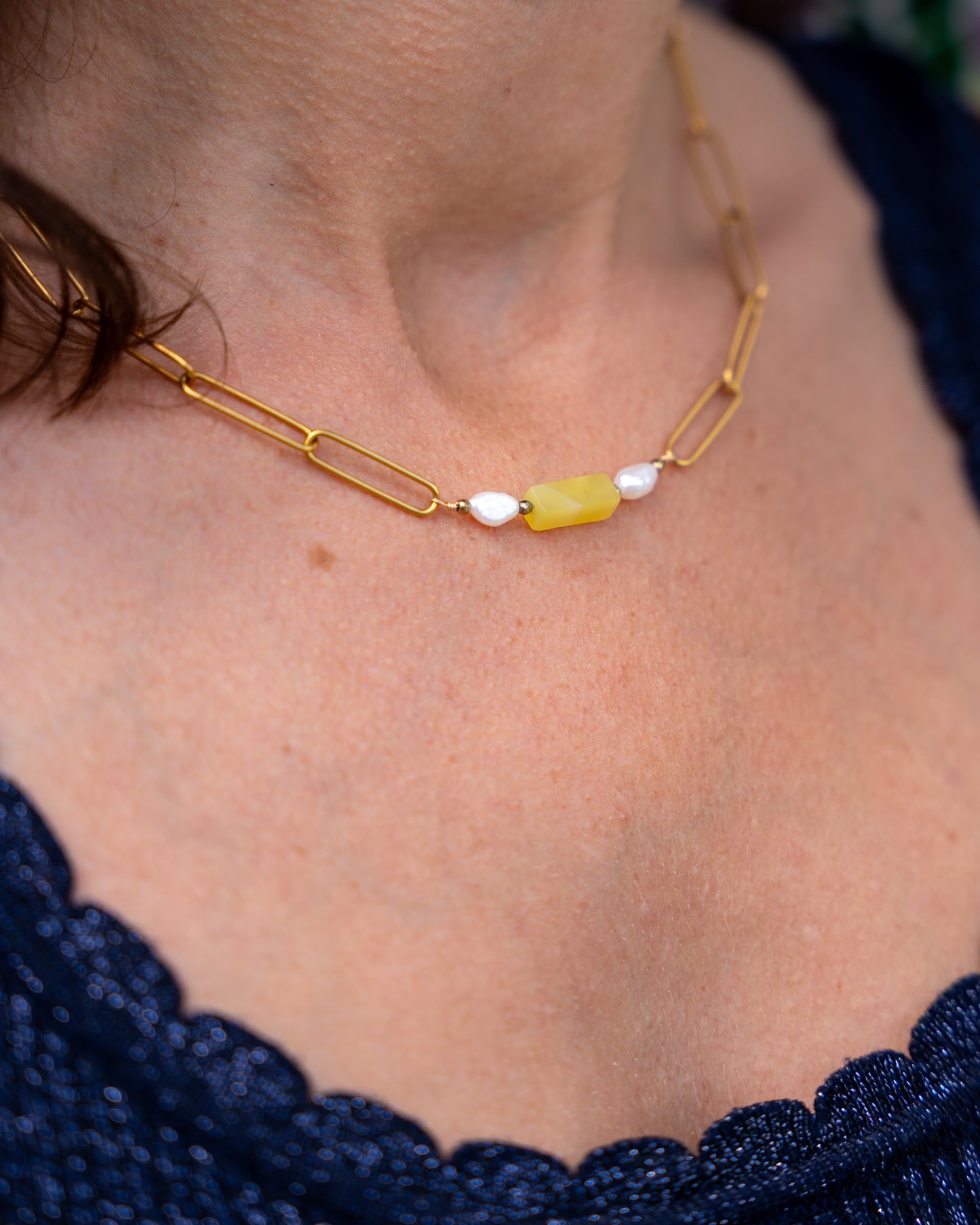 Collier Ariel - Pierre naturelle & chaîne dorée