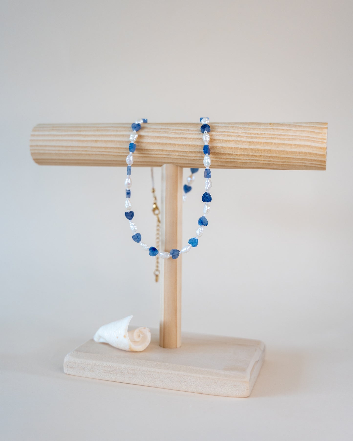 Collier Marine - Coeurs de pierre & perles d’eau douce